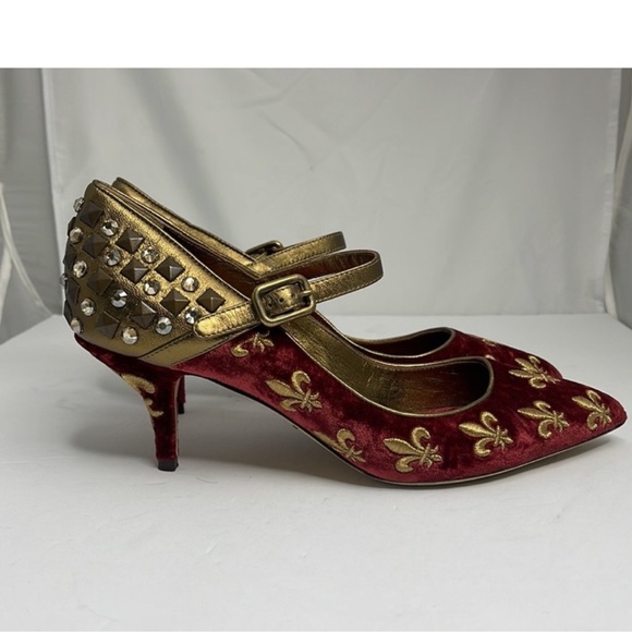 Dolce Gabbana velvet star heels with dust bag - Picture 3 of 7